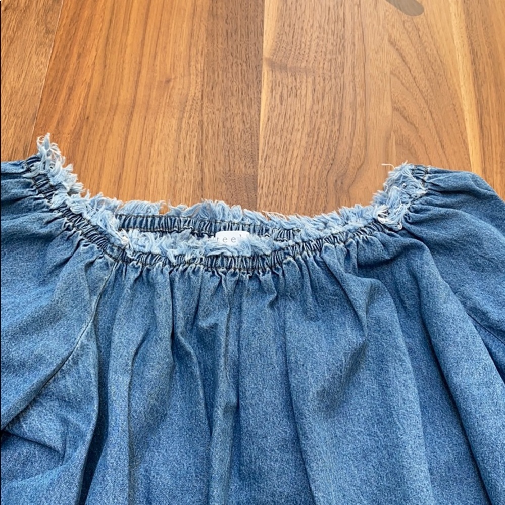 STEELE denim fray top